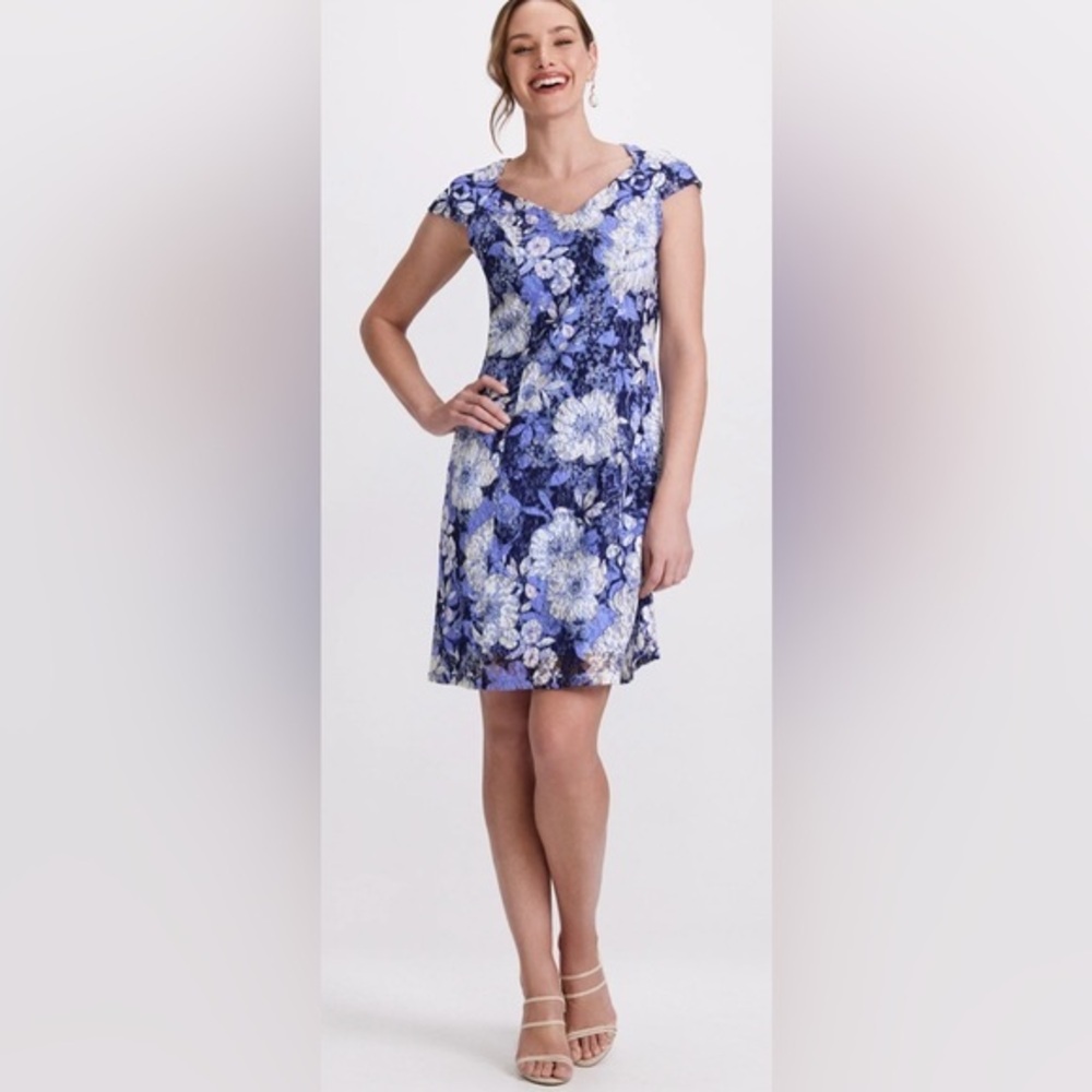 SLNY Floral Cap Sleeve Dress Size 8 NWT